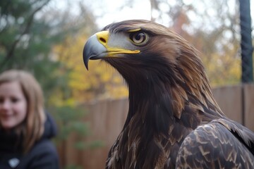 Obraz premium Detailed portrait capturing a majestic golden eagles features and gaze
