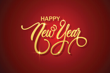 Happy New Year hand lettering calligraphy. Vector holiday illustration element. Typographic element