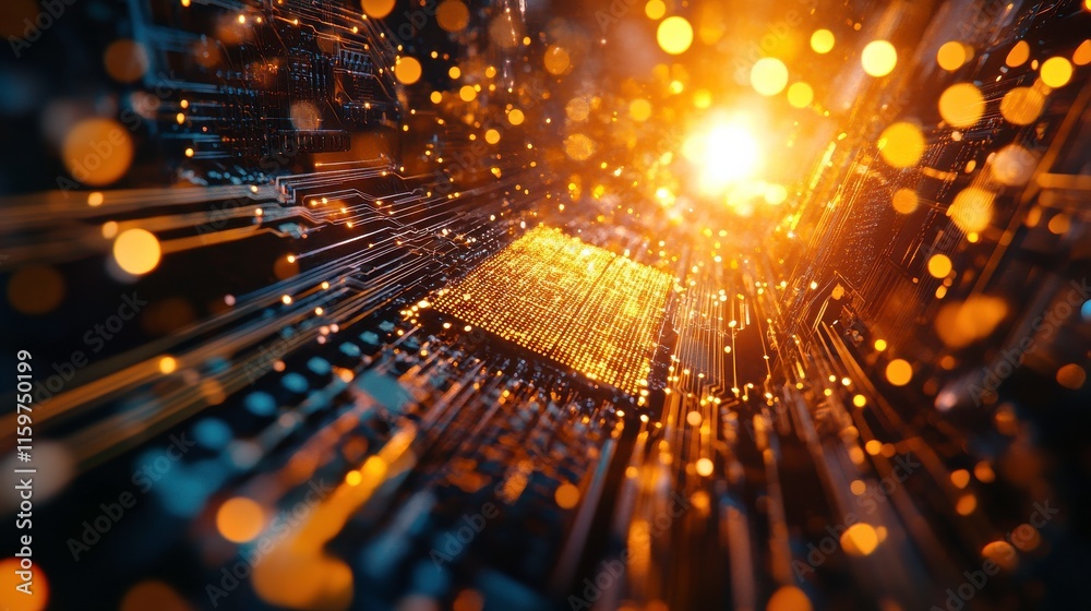 Poster quantum computing light animation abstract background