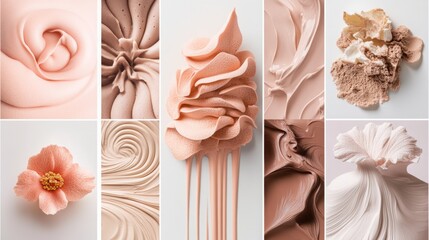 Color of the year 2025 Mocha Mousse. Mood fashion collage. Trendy aesthetic concept. Light brown coffee moodboard.