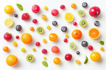 Vibrant fruit mix on light backdrop