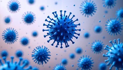 Blue viruses - 3D style - Generative AI