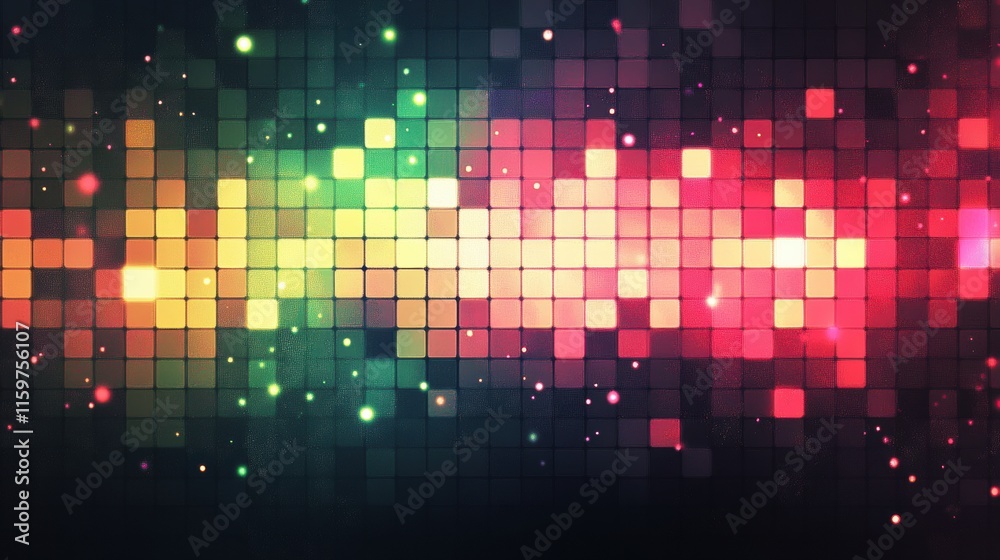 Leinwandbilder vibrant abstract glowing mosaic with pixelated elements creating a lively visual experience. generat