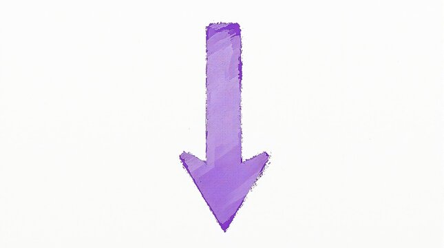 Hand-painted purple arrow on white background