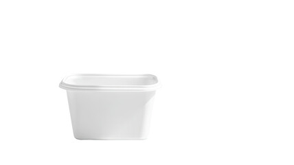 A simple white plastic container, often used for food storage or packaging.