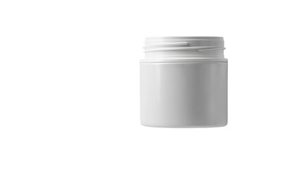 A plain white jar, commonly used for storing creams or cosmetics.
