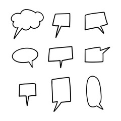 Set of minimal blank comic speech bubbles, Black border, Classic blank dialogue box, vector graphic clipart
