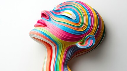 Vibrant Abstract Face with Clean Lines and Colors