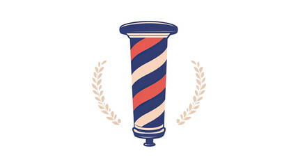 A stylized barber pole surrounded by laurel leaves, representing barbering and grooming services.