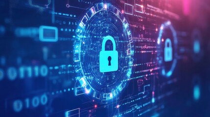 Abstract Technology Background with Authentication Symbols