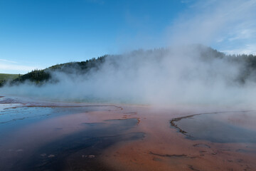 the textures and colors of Yellowstone's Grand Prismatic Spring in Wyoming