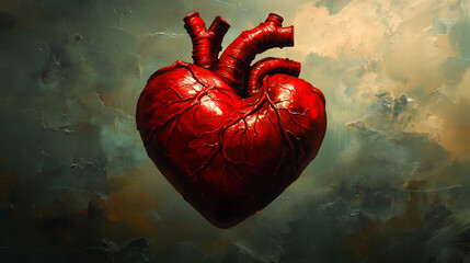 graphical anatomic heart on green background