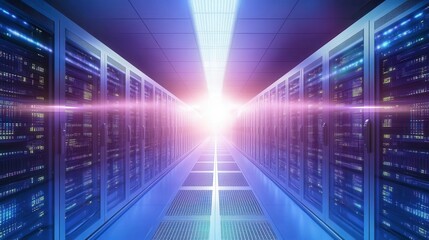 Bright Minimalist Security Server Room with High Contrast