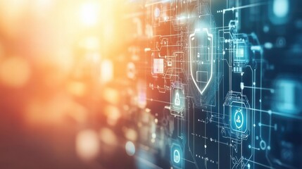 Bright Minimalist Technology Background with Symbols