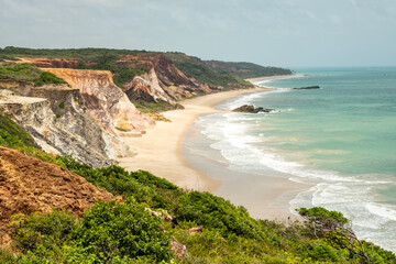 View of Praia de Tambaba beach, Costa do Conde. Beautiful Brazilian northeast beach.