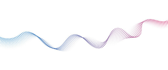 Flowing Dot Wave halftone gradient pattern on transparent background	