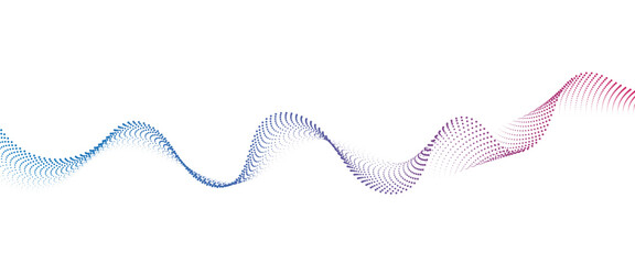 Flowing Dot Wave halftone gradient pattern on transparent background	
