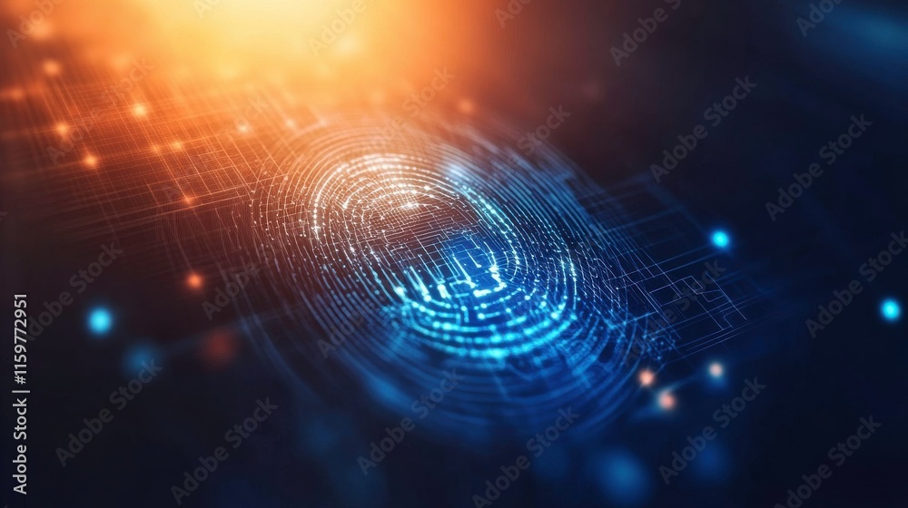 Poster digital interface abstract with fingerprint design