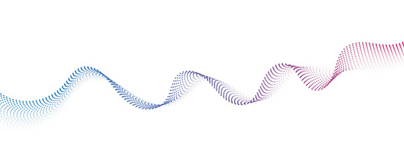 Flowing Dot Wave halftone gradient pattern on transparent background	