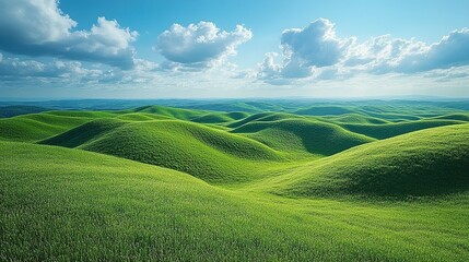 Obraz premium Rolling Green Hills Under a Blue Sky