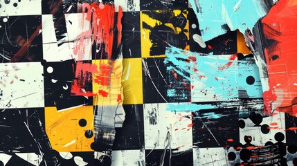 Fototapeta premium An abstract painting with vibrant colors and bold brushstrokes.