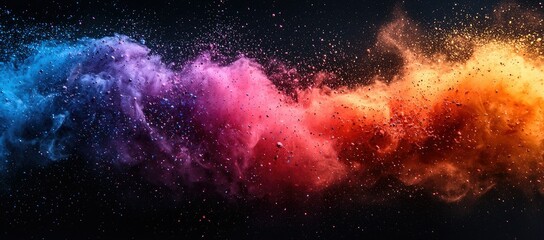 A vibrant cloud of colorful dust and particles swirling in a cosmic manner.