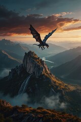 cool wallpaper, Dragon soaring above a mystical, glowing mountain landscape

