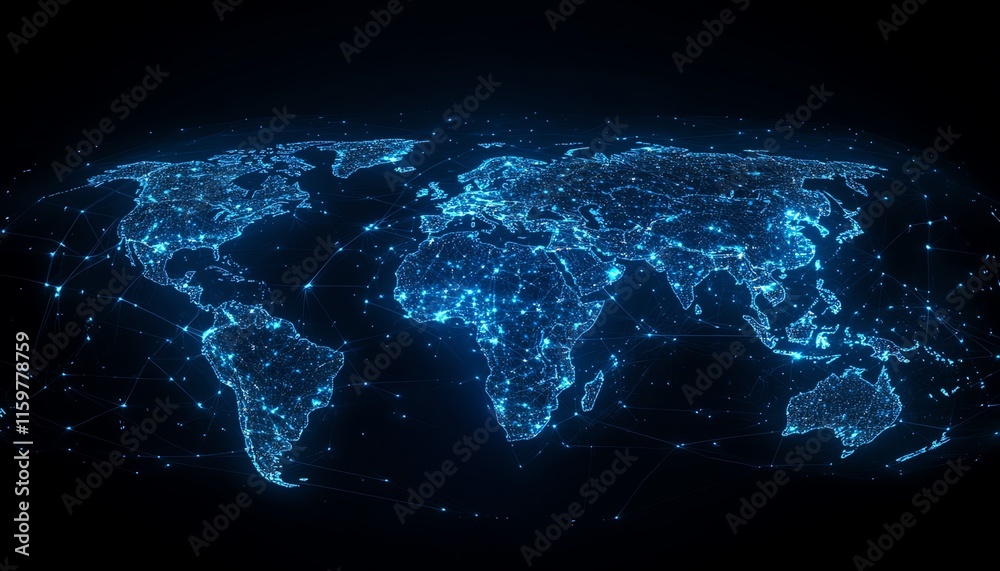 Aufkleber A global network map showing glowing data pathways between continents on Earth, symbolizing seamless data transfer and cuttingedge cyber technology