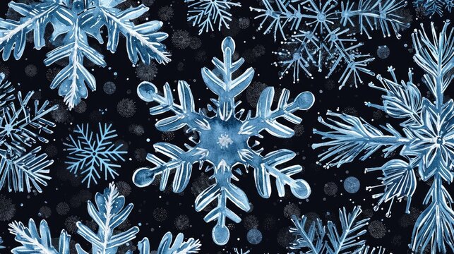 Blue snowflake pattern on fabric background. This is a winter or Christmas themed textile design.