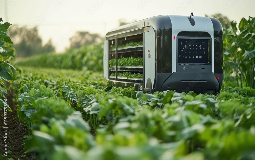 Poster a robotic farming system featuring autonomous machines and aipowered tools transforming agriculture 