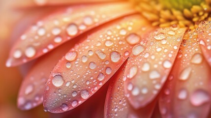 Dewdrops on a Peach Gerbera Daisy: A Macro Photography Masterpiece