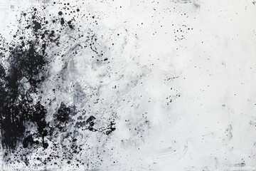 Abstract black and white paint splatter texture.