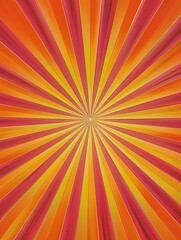 Colorful rays of a sunburst, with orange and yellow tones radiating outward from the center.