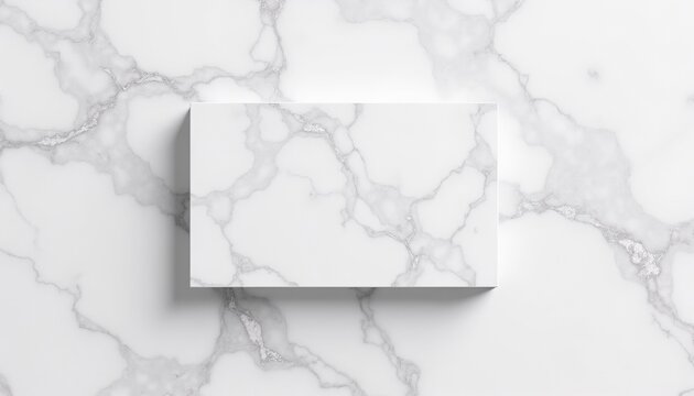 White marble business card mockup, minimalist design, top view