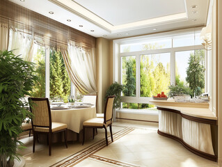 Fototapeta premium Interior of modern and elegant dining room interior home. Empty space