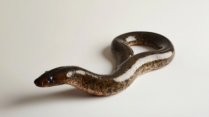 Obraz premium Close-up of a brown electric eel on white background.