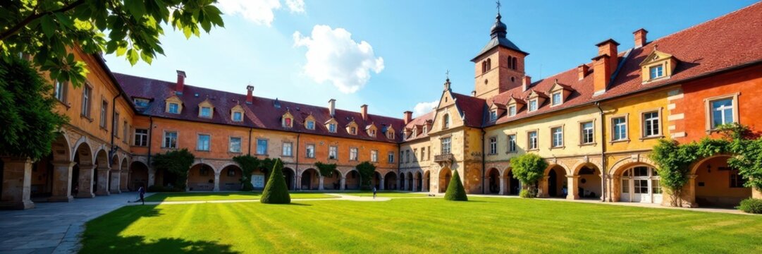 Sun-drenched Telc square, vibrant Renaissance & Baroque architecture , streets, central Europe