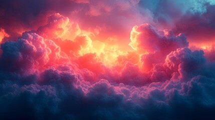 Dramatic glowing clouds at twilight
