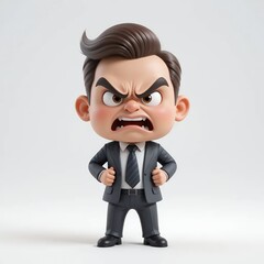 Angry Businessman Cartoon 3D Render