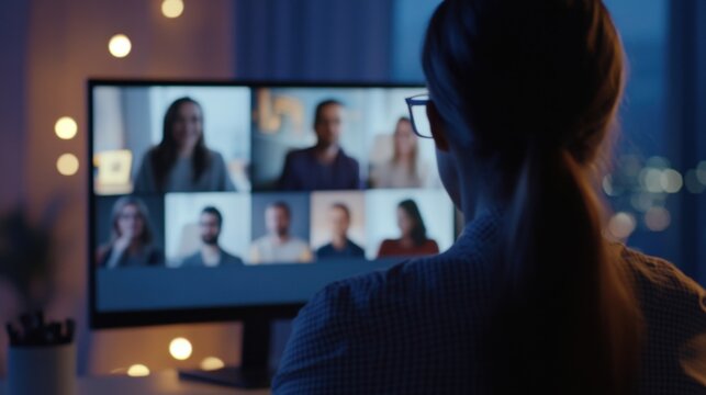 Employee participating in an online career development forum with expert panel discussions. Featuring forum setup and expert panels