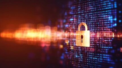 Tech Overlay with Lock Symbol on Bright Background