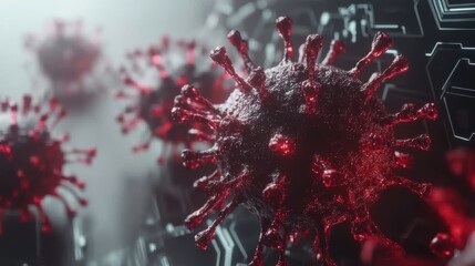 Technology Symbols on Light Background with Virus Imagery