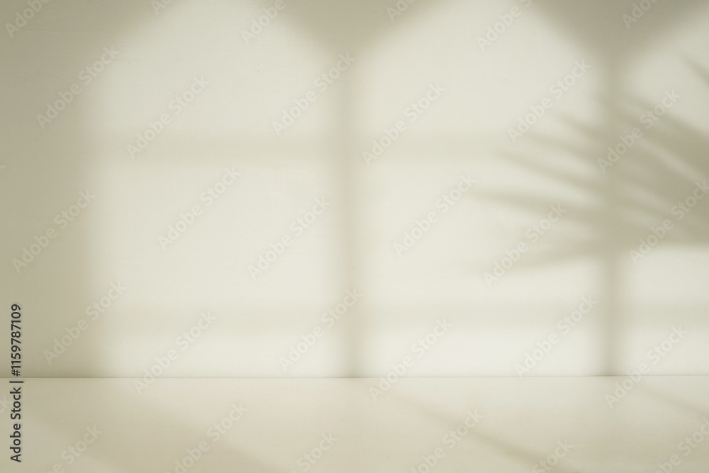 Poster window and nature leaf shadow and floor