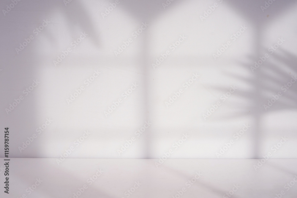 Poster white room with window and leaf shadow overlay