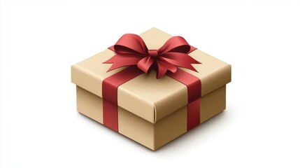 Obraz premium Square Gift Box with Red Bow - Festive Present Mockup