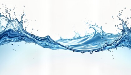 Obraz premium Clear blue water waves, splashes. Water droplets visible. Liquid flows with dynamic motion. Abstract design. Pure water with transparent texture. Perfect for backgrounds, eco themes. Realistic 3D
