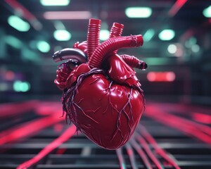 Explore the future of heart health with this stunning image showcasing a Healthy heart in a futuristic holographic design, symbolizing the profound connections between intimacy and health This