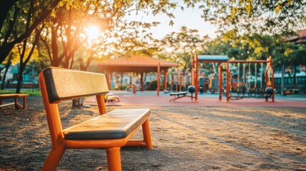 Fototapeta premium Outdoor Gym Bench in Bright Natural Light
