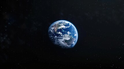 Obraz premium Earth seen from space, showing continents, oceans, and atmosphere against a backdrop of stars.