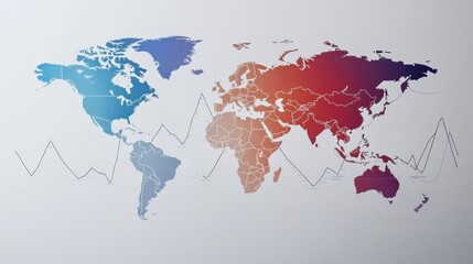 Fototapeta premium Global GDP trends over time. Featuring a world map with GDP changes from 2000 to 2025